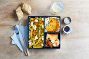 Penne au pesto de mache, ratatouille d'hiver (Végétarien)